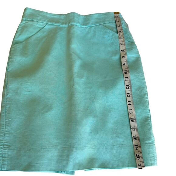 J Crew Women’s Pencil Skirt Aqua Blue Cotton Size 4 - Picture 7 of 9